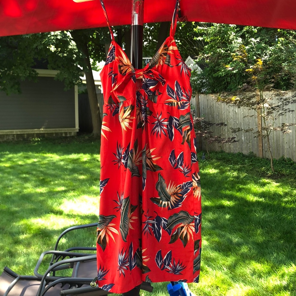 Hawaiian/tropical satin mini dress